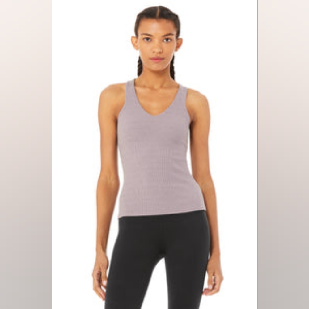 Alo Yoga Elevate Tank in Lavender Smoke Heather